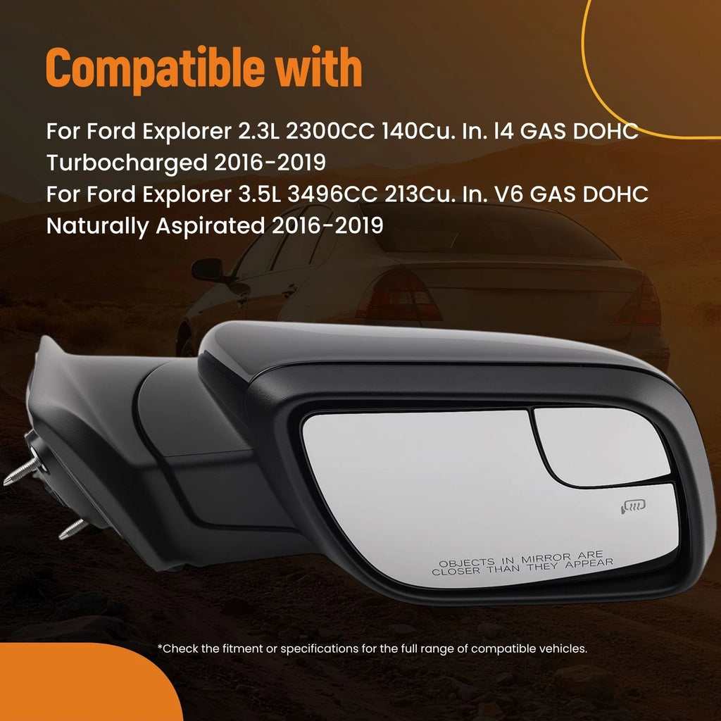 Right Side Mirror for Ford Explorer (2016–2019) Heated, Signal Light