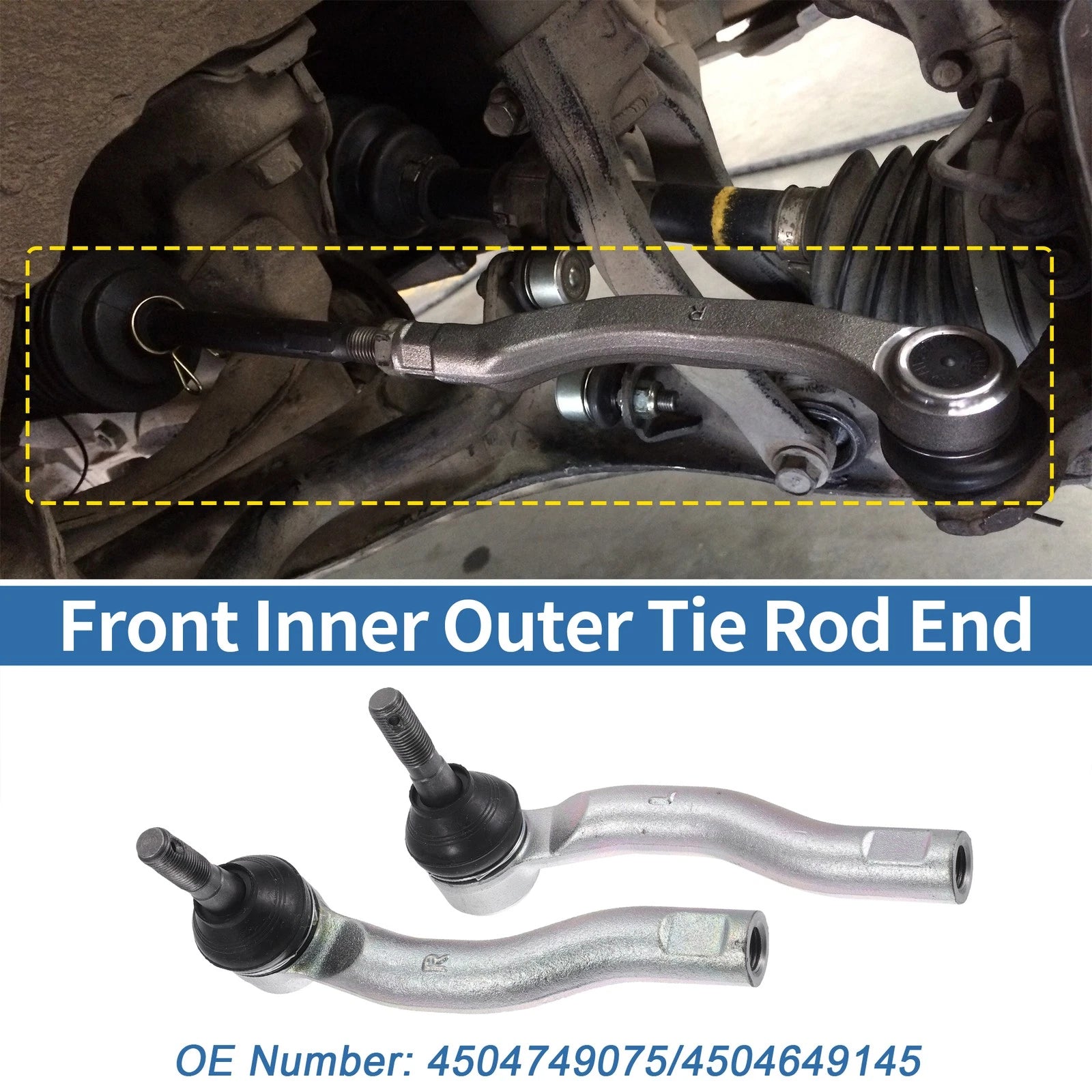 2X Front Outer Tie Rod End Links for Toyota Prius (2010–2015) No. 4504749075/4504649145