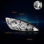 Chrome Housing Headlight & Amber Side Corner Signal Lamp Pair for Camry XV30 (2005–2006)