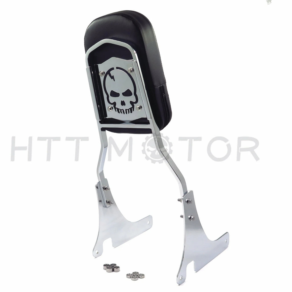 Chrome Skull Backrest Sissy Bar Leather Pad for Kawasaki VN800 (1996–2005)