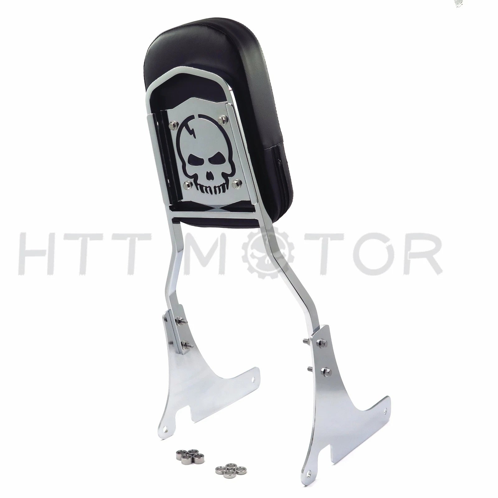 Chrome Skull Backrest Sissy Bar Leather Pad for Kawasaki VN800 (1996–2005)