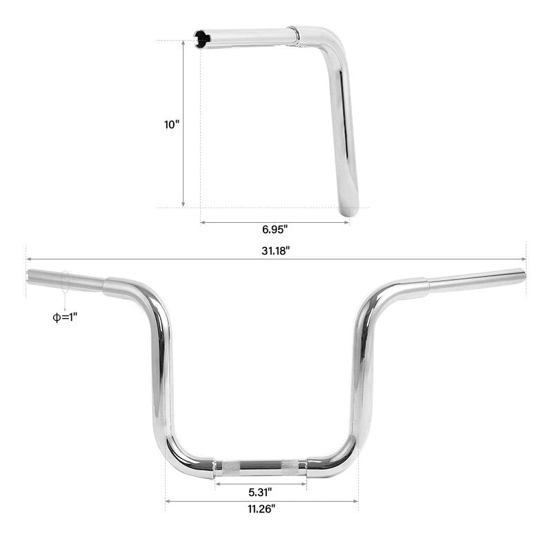 Set of 6 Chrome Ape Hanger Handlebars for Harley Sportster (10-20 inch)