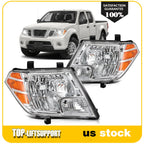 2X Headlight Assembly for Nissan Frontier (2009–2019) Chrome Amber