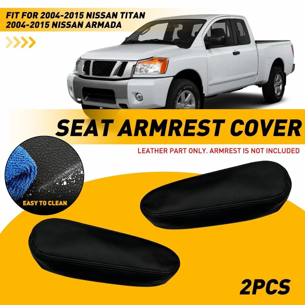 2X Seat Armrest PU Leather Replacement Cover for Nissan Armada (2004–2015)