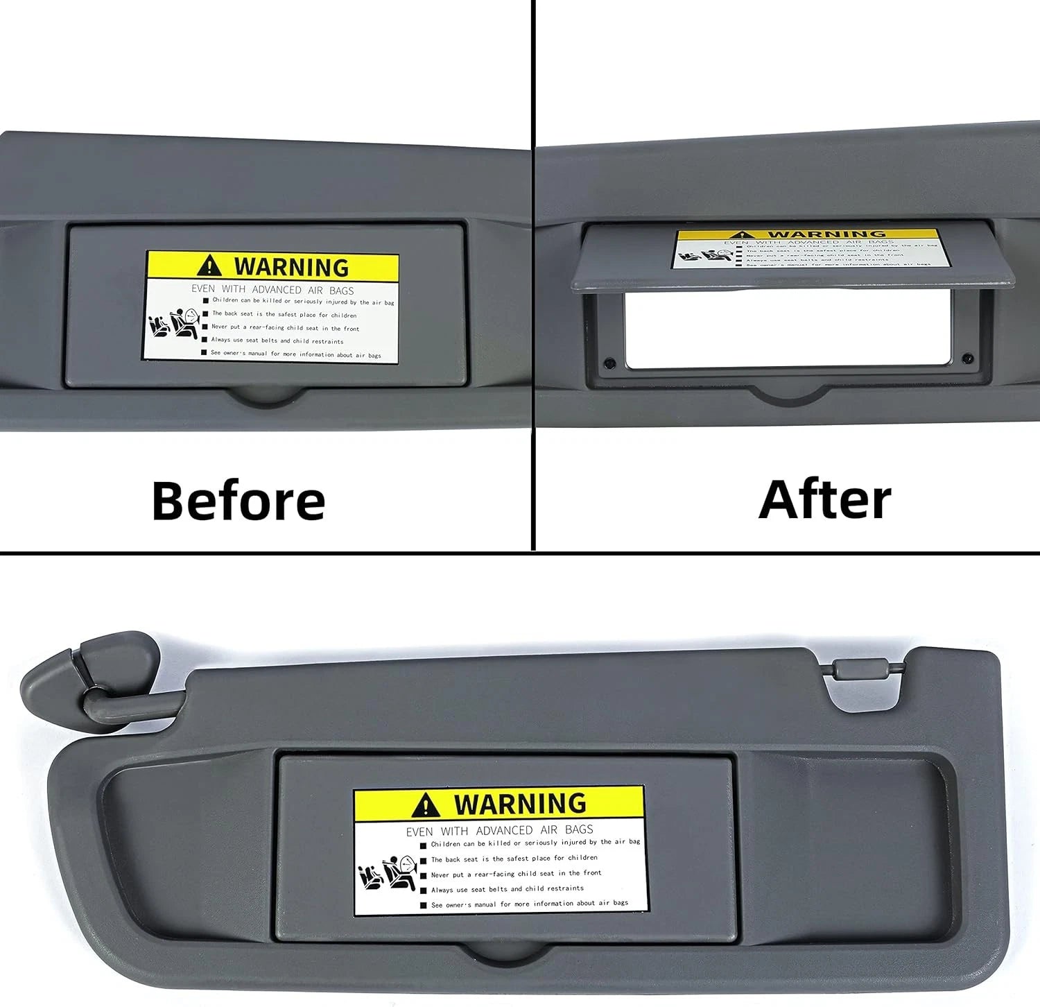Grey RH Passenger Side Sun Visor 83230SNAA01ZA for Honda Civic Sedan (2006–2011)