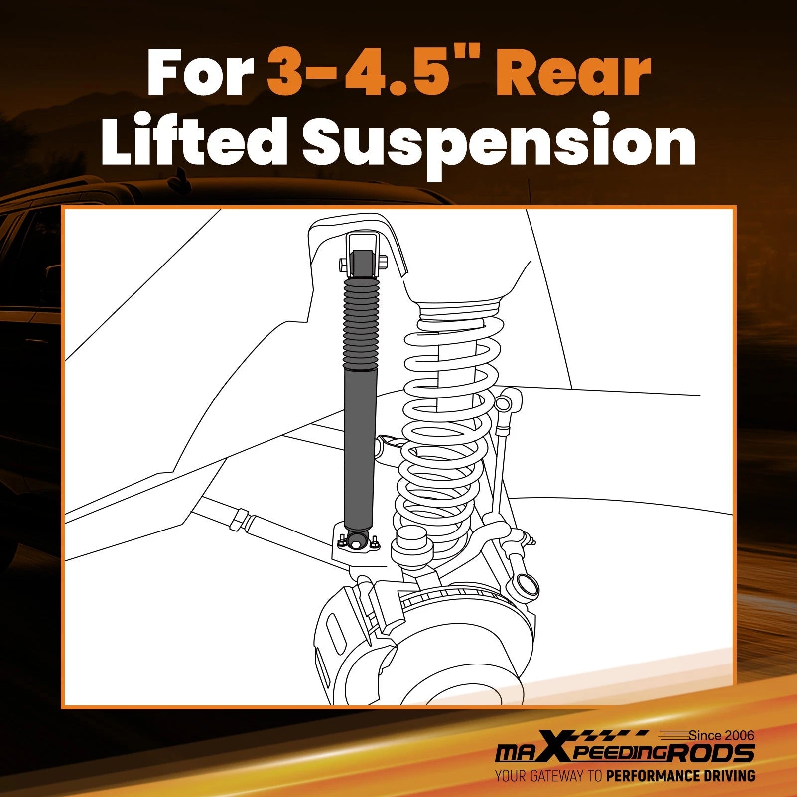 Off-Road Rear Shock for Chevy Tahoe GMC Yukon (2000–2020) 3-4.5" Lift 2WD 4WD