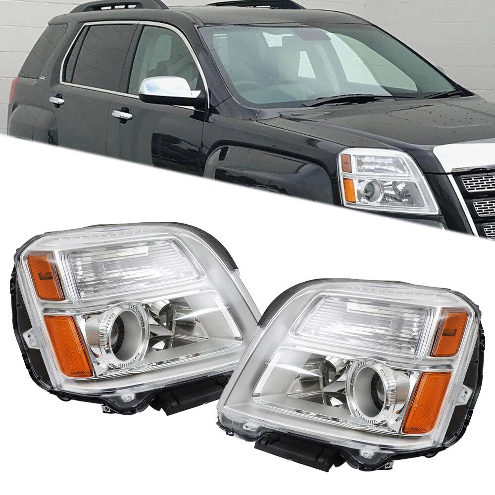 Set of 2 Halogen Headlights for GMC Terrain (2010–2015) Chrome Clear