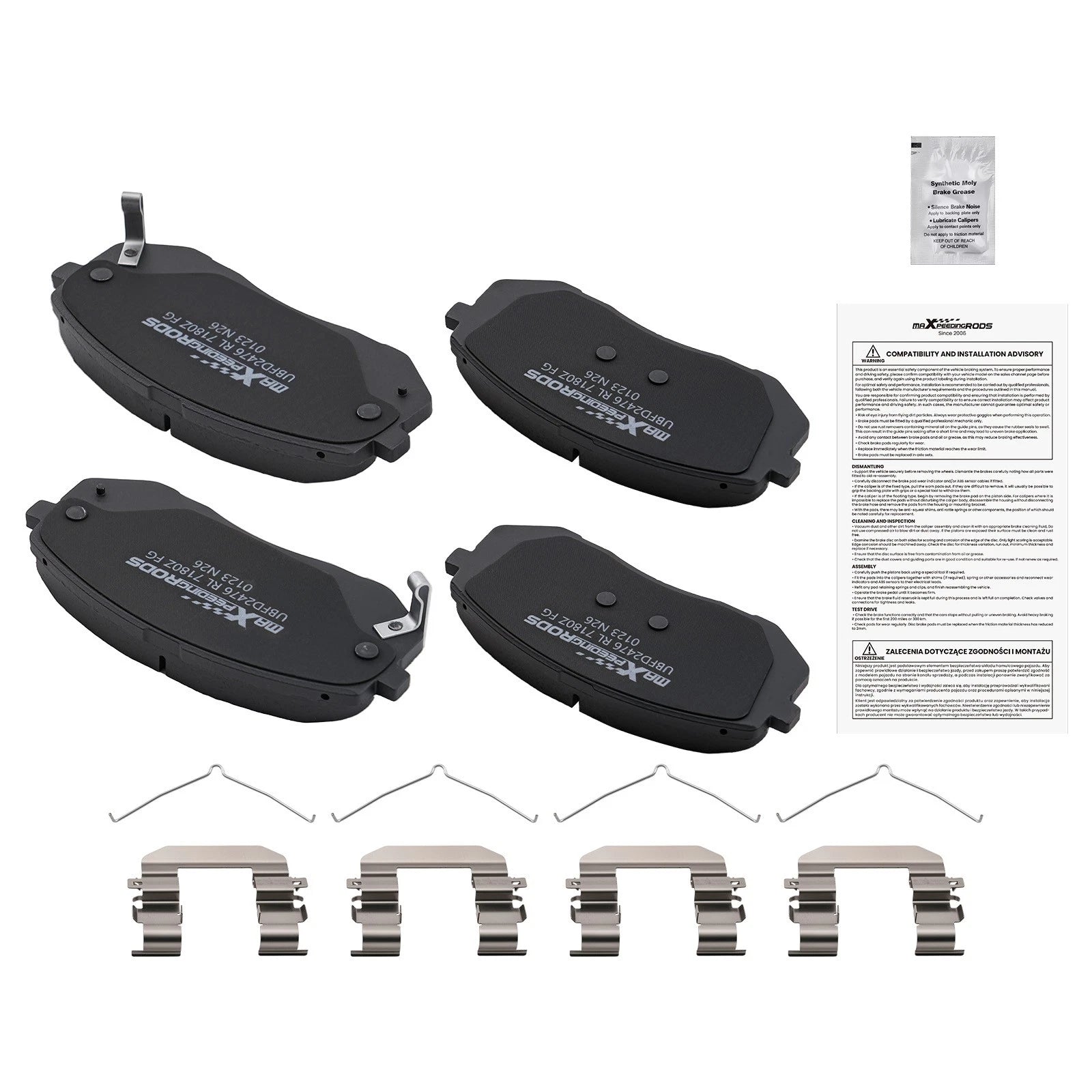Front Ceramic Brake Pads Kit for Hyundai Kona Electric (2021–2024) / Sonata (2015–2019)