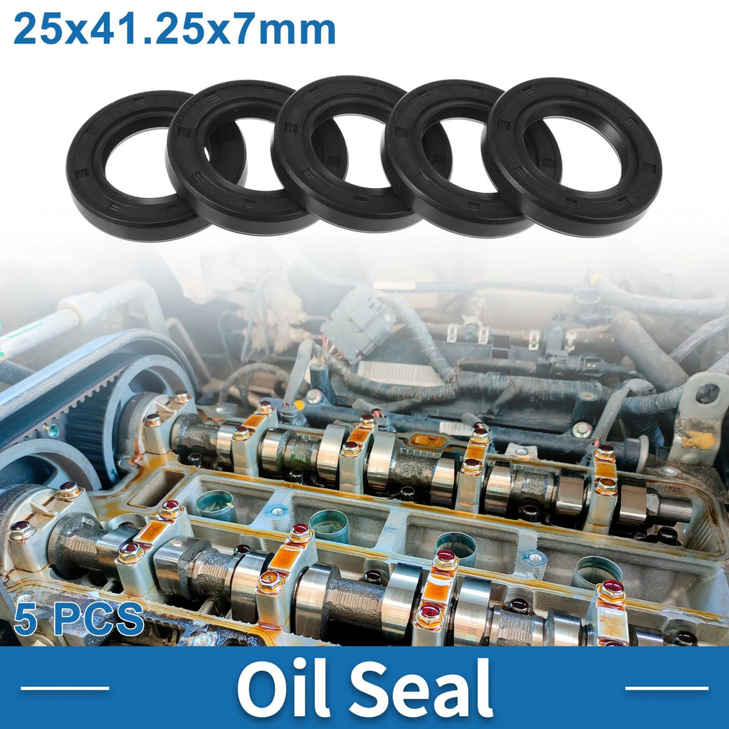 Set of 5 Oil Seal Rotary Shaft Seal Nitrile Rubber 25x41.25x7mm