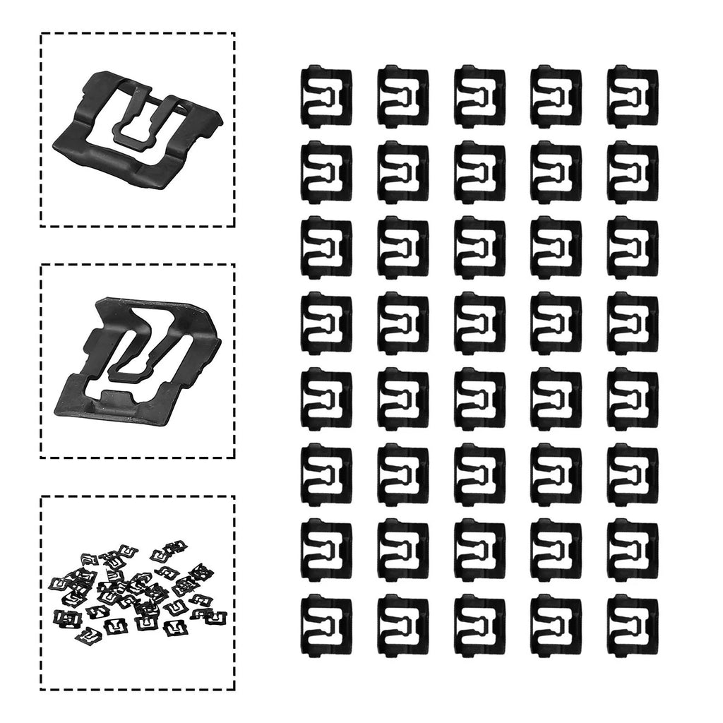 40PCS Windshield Clips for Ford (1964–1993) Stainless Steel Black