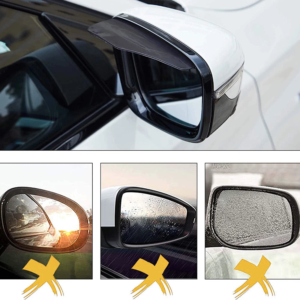 2X Rain Eyebrow Side Mirror Visor for Car
