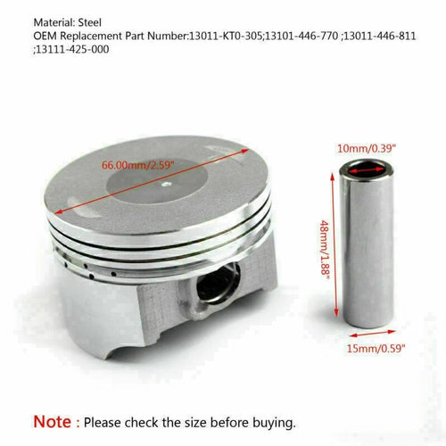 0.50MM Piston Set for Honda XL200 XR200R XR200 (1980–2002) Ø66.00mm