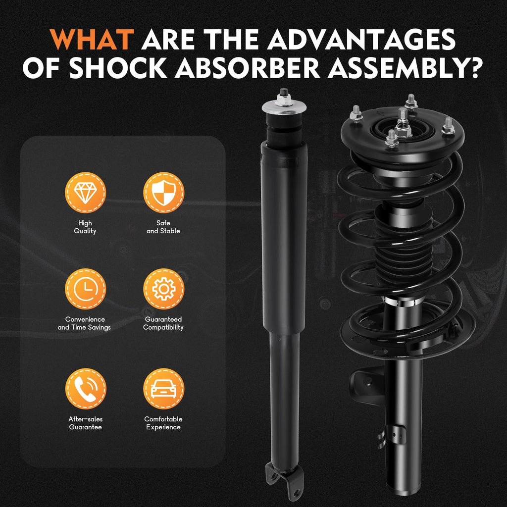 2 Complete Struts Springs & Mounts + 2 Rear Shocks for Ford Taurus (2010–2011)