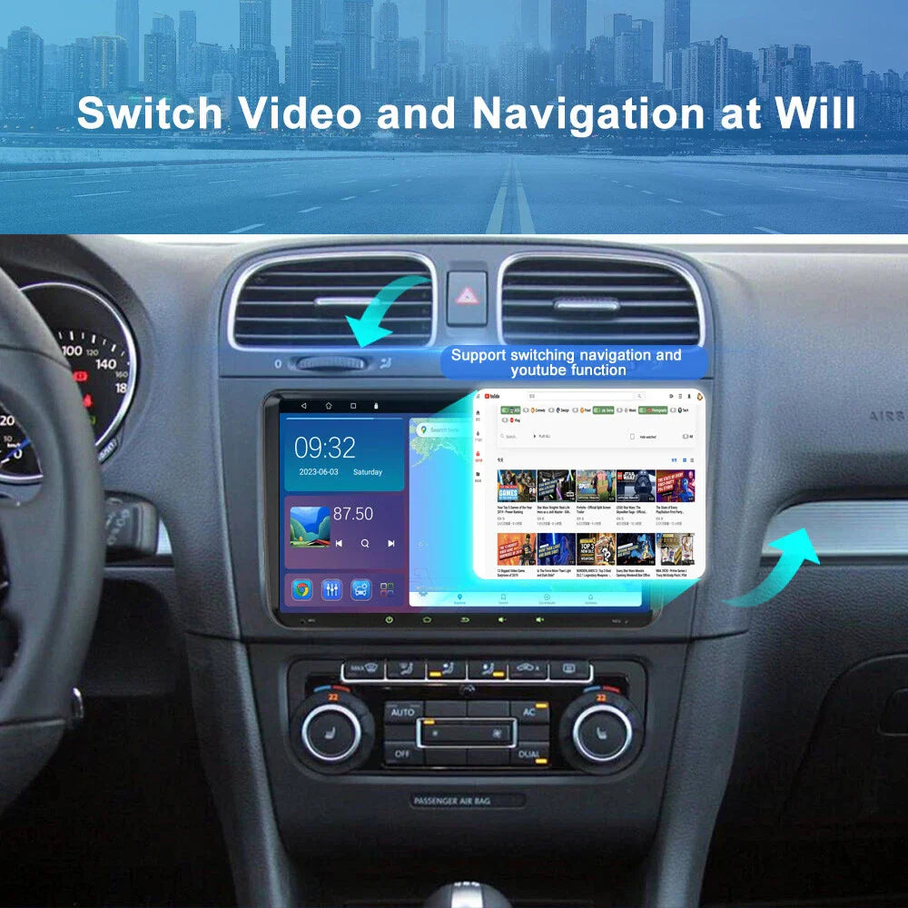 6-64GB Apple CarPlay Android Auto Head Unit for Volkswagen Polo (2010-2014)