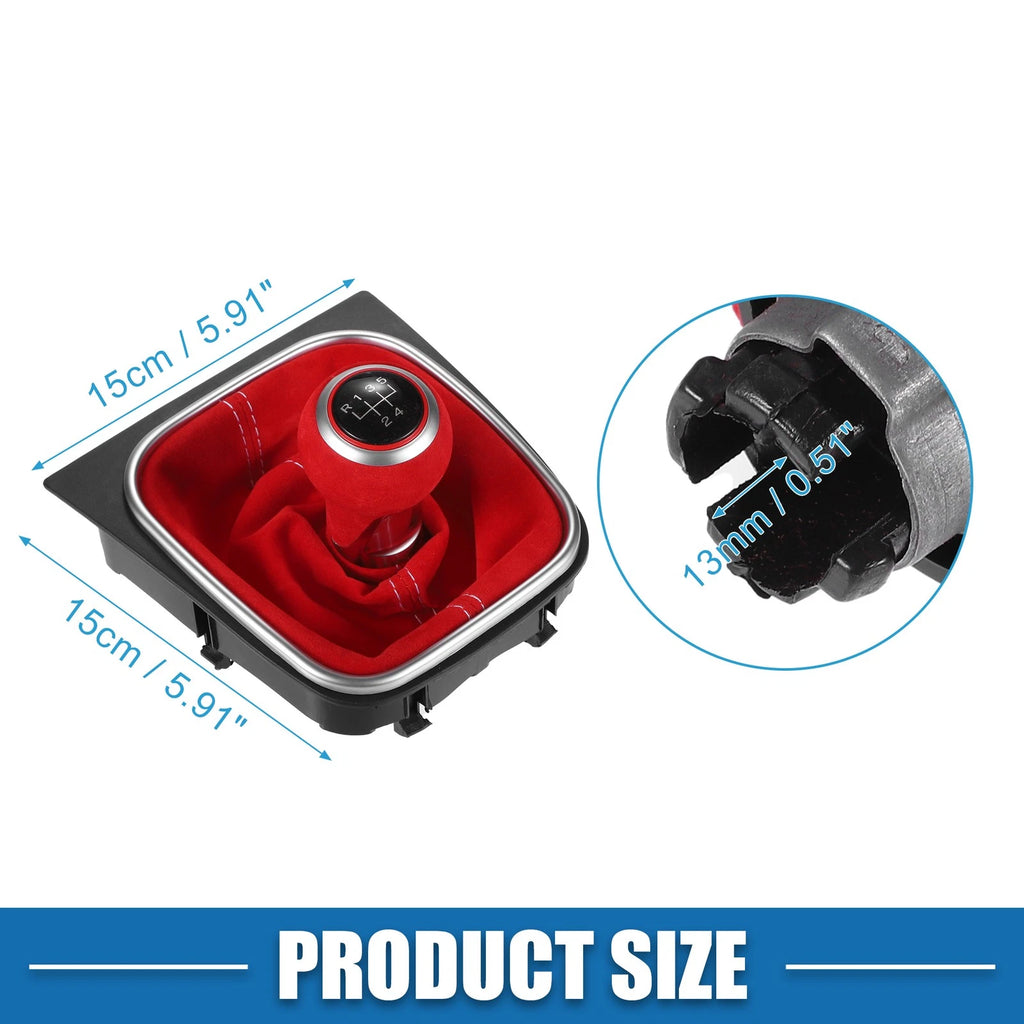 5 Speed Gear Shift Knob Boot for Volkswagen Golf MK7 (2013–2018) Red