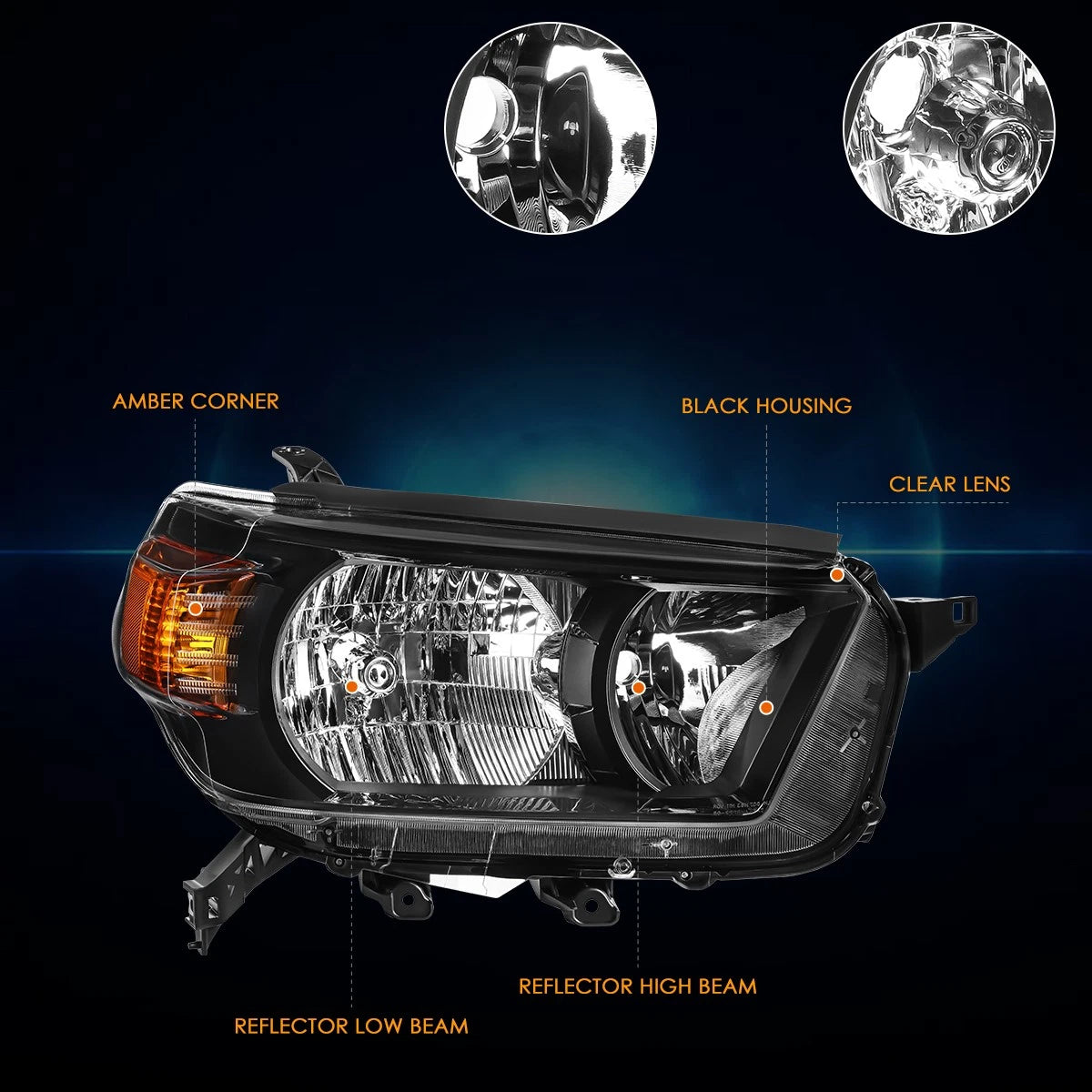 Passenger Side Headlight for Toyota 4Runner (2010–2013) - Black