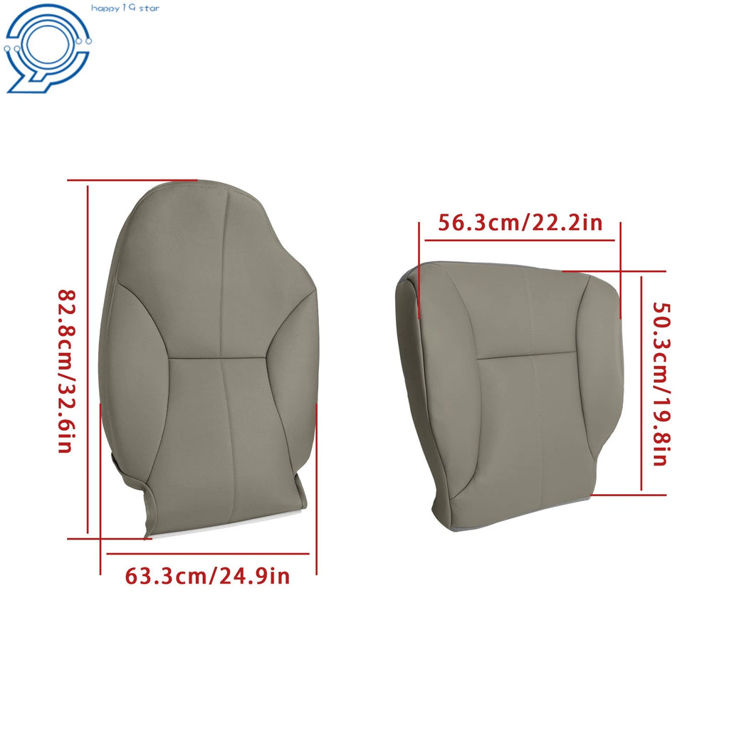 Set of 2 Front Row Seat Covers for Dodge Ram 1500 2500 3500 (1998–2002) Gray Leather