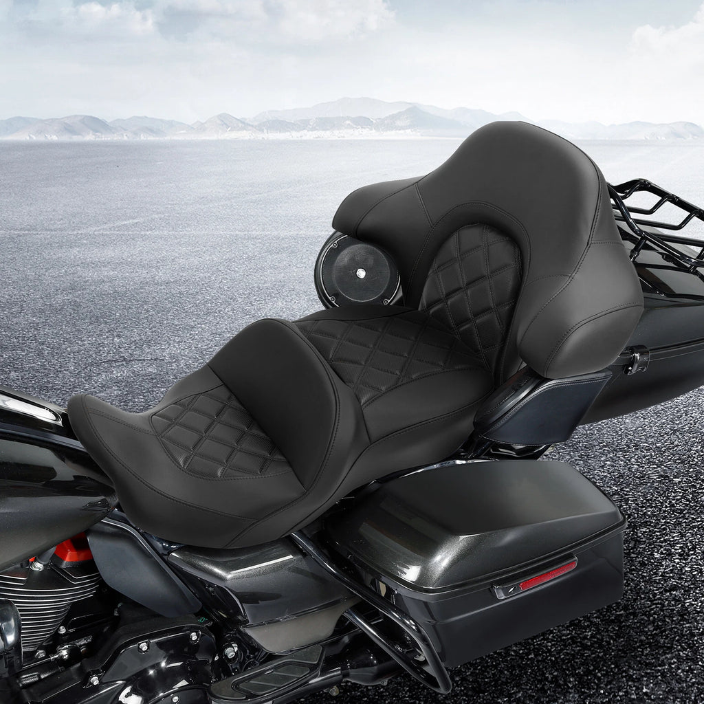 Driver Passenger Seat Backrest for Harley Touring Road Glide (2014–2023) Black