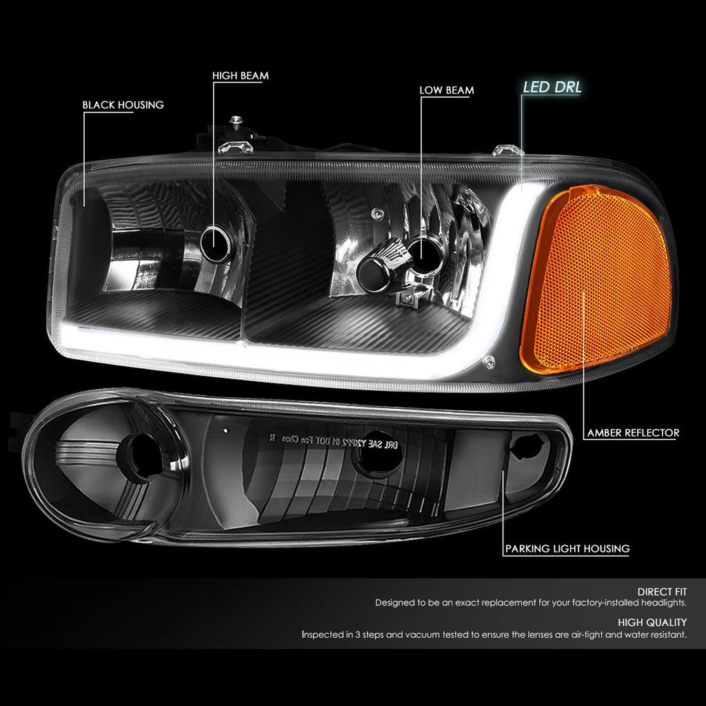 LED DRL Headlight Bumper Lamps for GMC Sierra 1500 Denali (2002–2007)