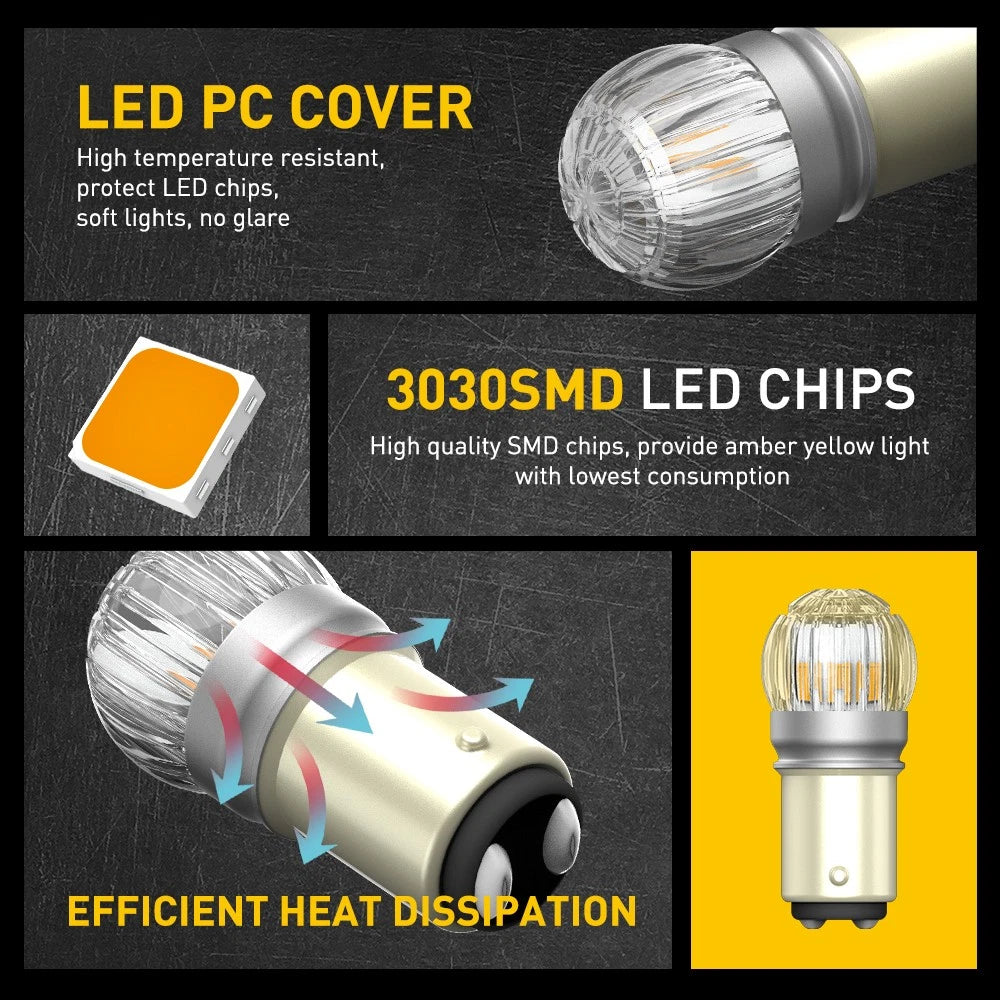 Set of 2 Amber LED Turn Signal Bulbs for