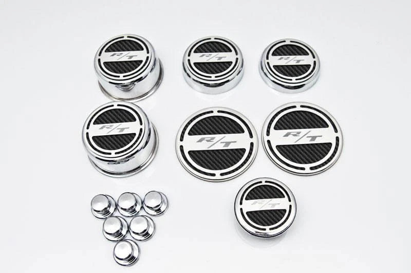13pc R/T Fluid Cap Covers w/Black Carbon Fiber Vinyl Inlay for 08-19 Challenger