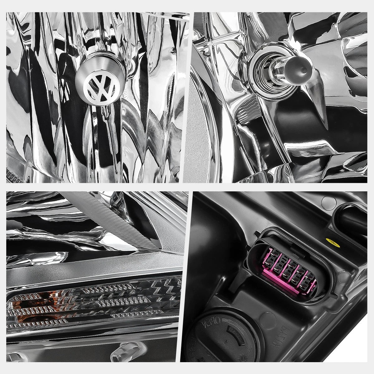 Right Side Headlight Lamp for VW Tiguan (2009–2011) OE Style Chrome Housing Clear Lens