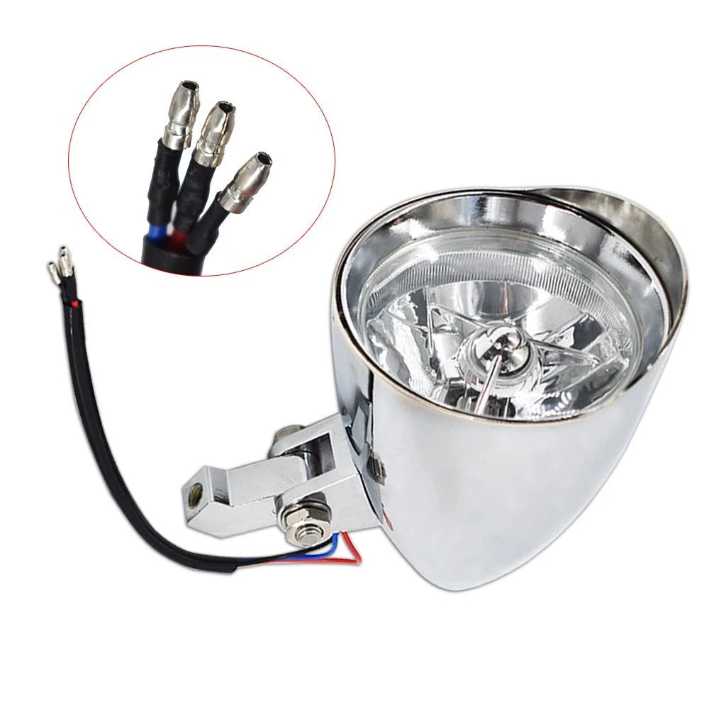 Chrome Headlight Visor for Bobber Chopper Dyna (12V)