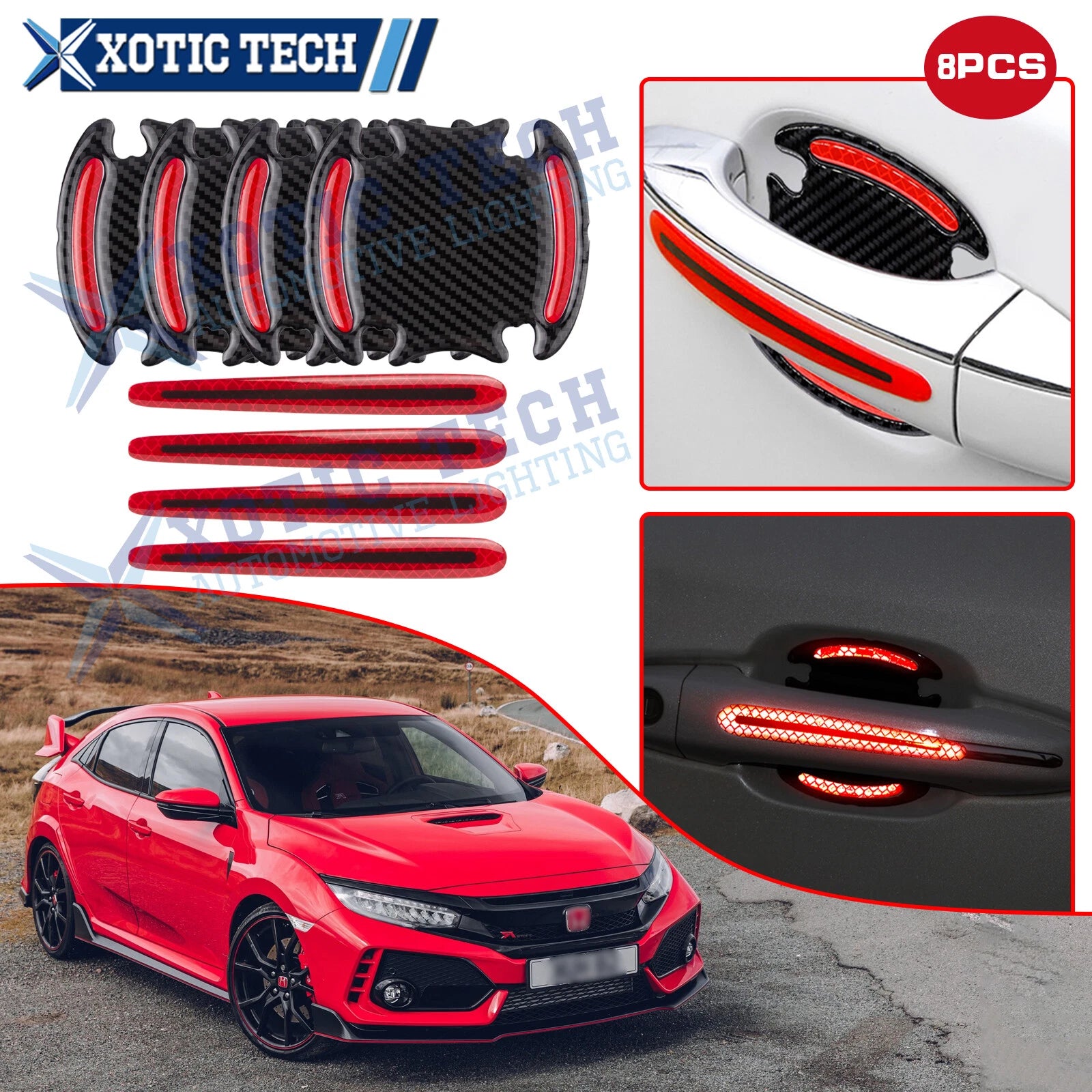 JDM Anti-Scratch 3D Door Handle Reflective Strip Sticker for Honda (2013–2022)