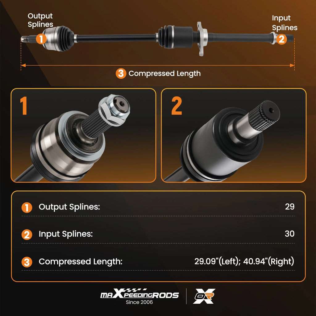 Set of 2 CV Axle Shafts for Honda Odyssey (2011-2013)