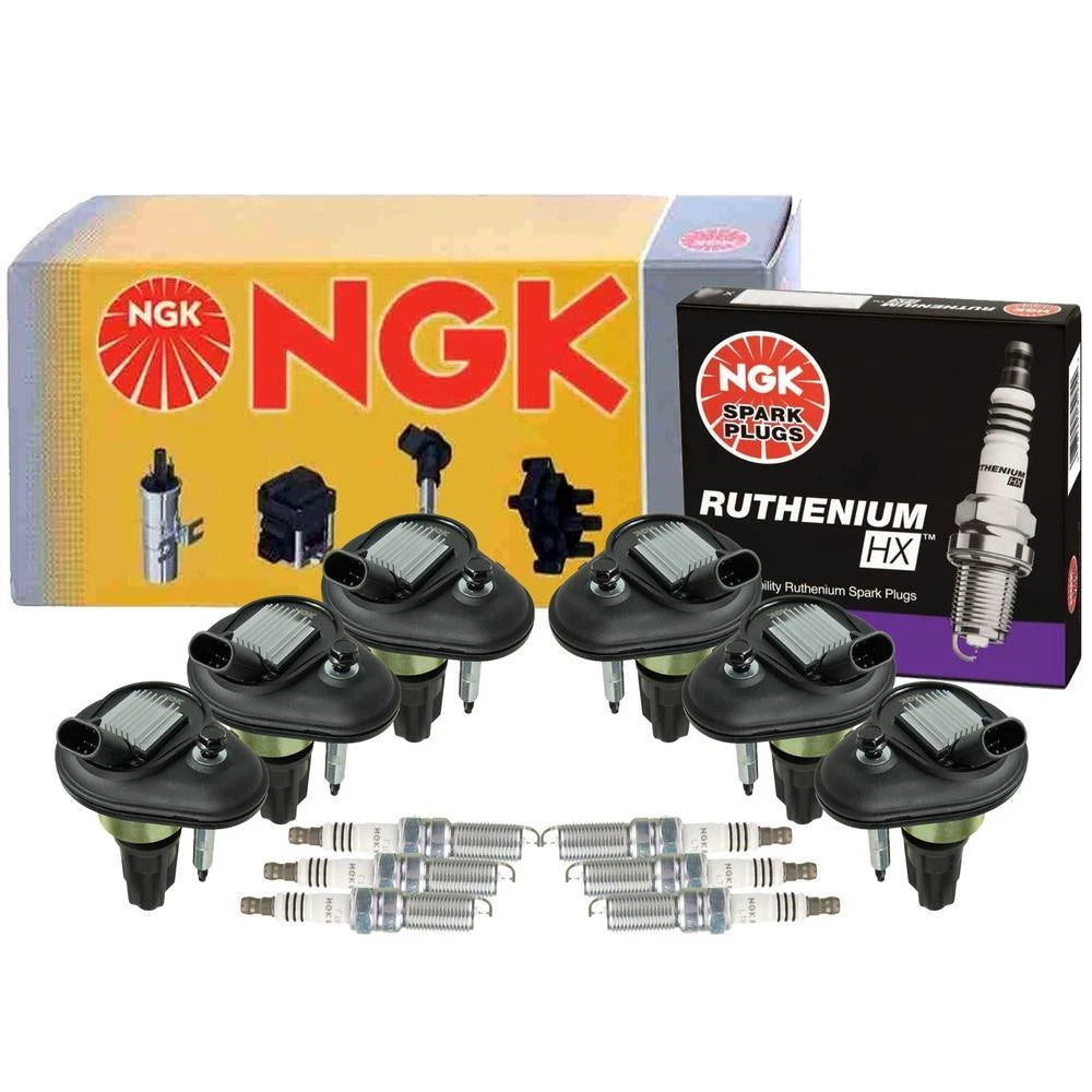Set of 6 NGK COP Ignition Coils & Ruthenium HX Spark Plugs for Chevy GMC Isuzu