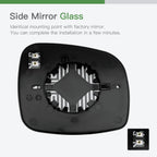 Driver Side Heated Door View Mirror Glass w/Plate for Dodge Caravan (2008–2011)