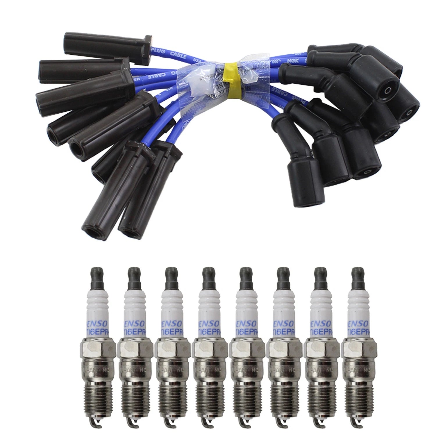 NGK Wire Set & Denso 8 Double Platinum Spark Plugs for Silverado 1500 (1999–2023)