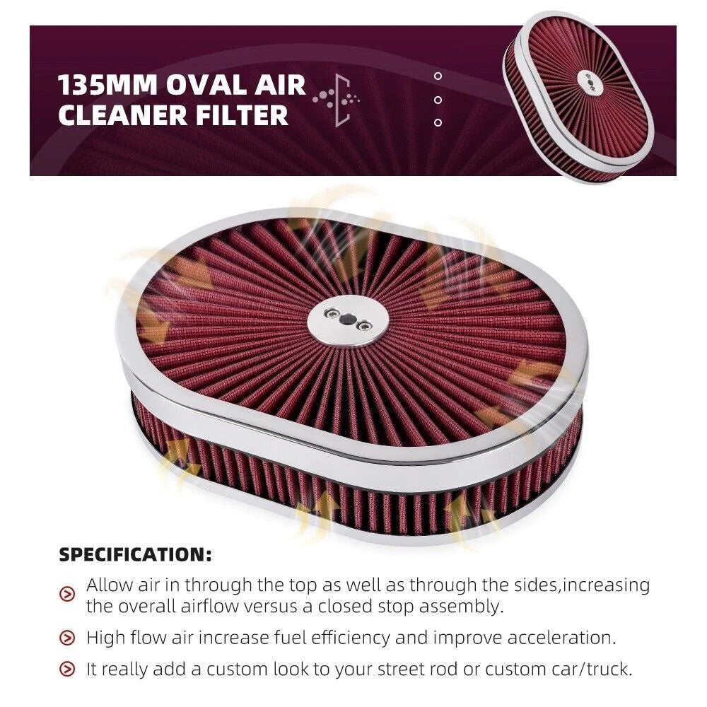 12" Oval Full Finned Air Cleaner for Carburetors