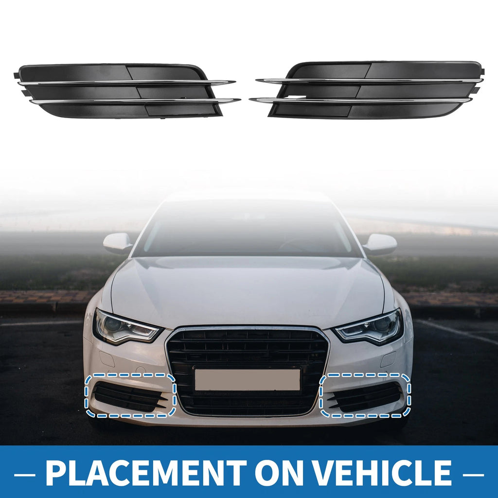 1 Pair Front Fog Light Grill for Audi A6 (2012–2015) No. 4G0807681/4G0807682