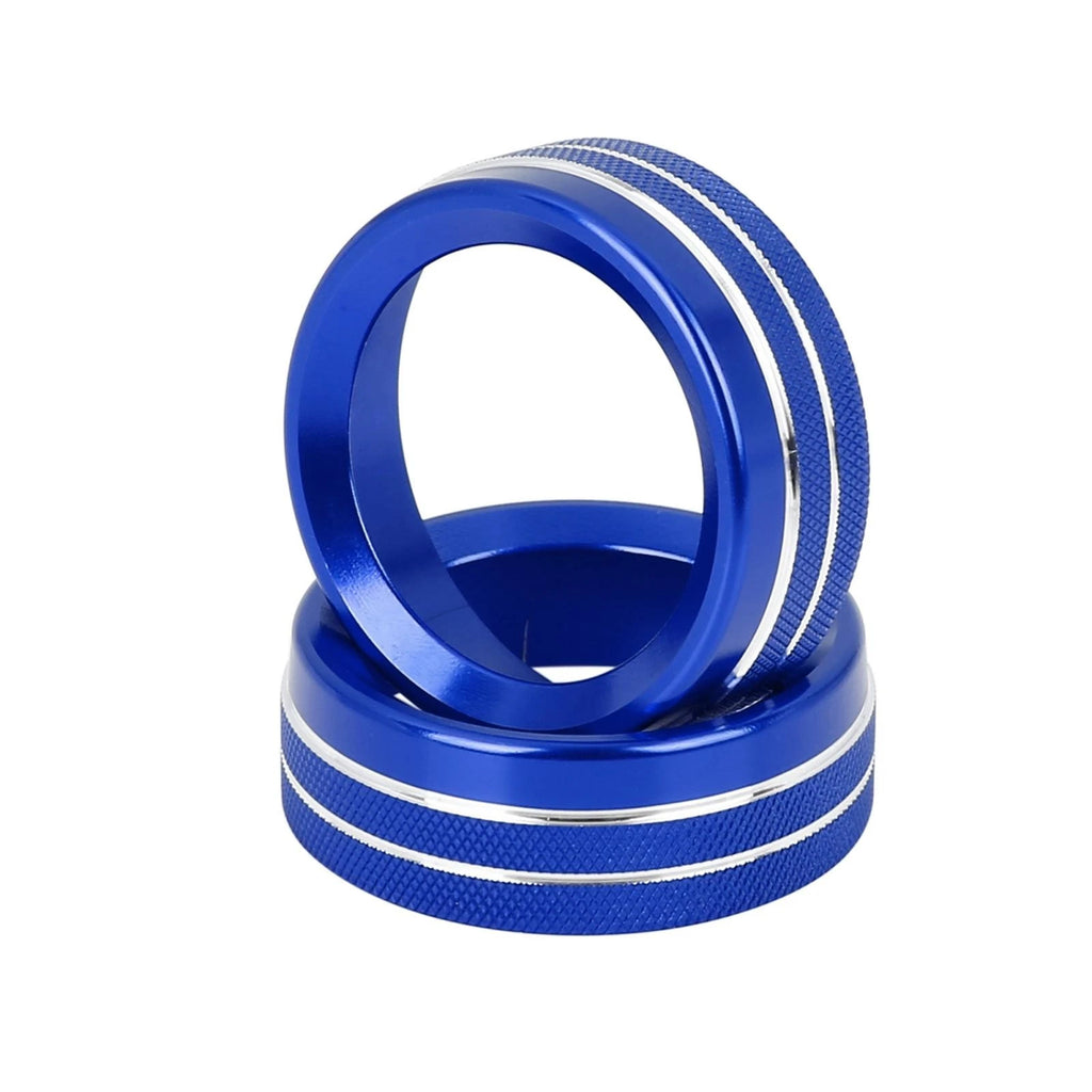 3pcs Blue AC Climate Control Ring Knob Trim Cover for Dodge Challenger (2015–2023)
