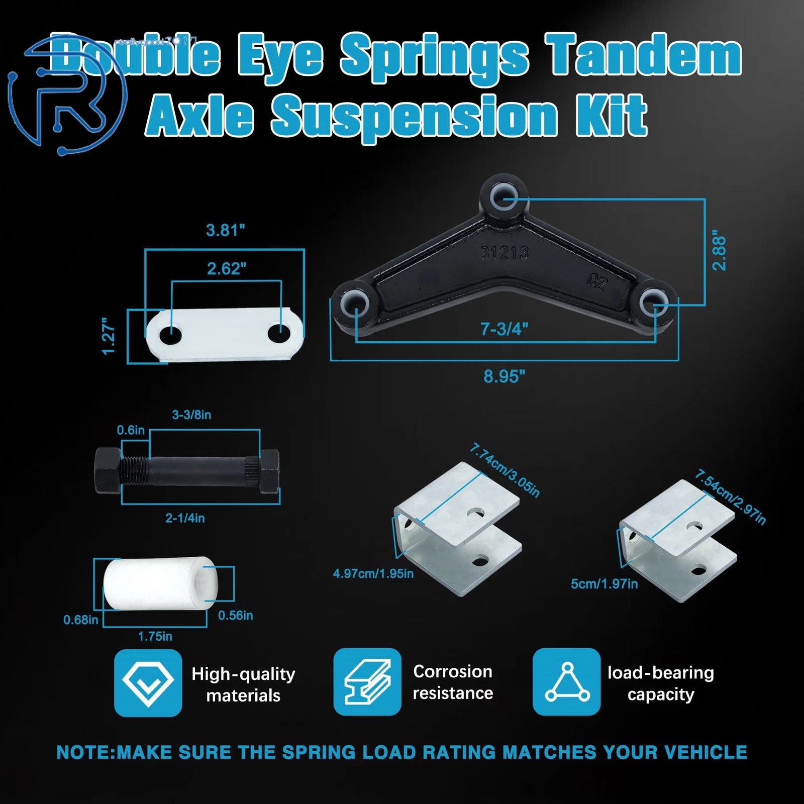 Tandem Axle Suspension Leaf Spring Hanger Kit for Trailer (Double Eye)