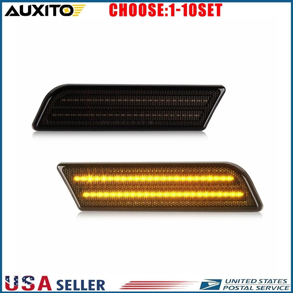 2X Front Smoked Amber LED Side Marker Lights for Ford Transit Connect (2010–2013)