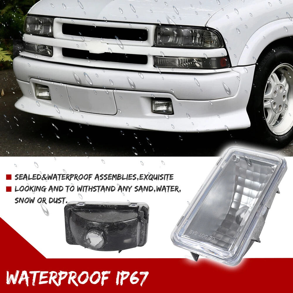 Pair Clear Bumper Fog Lights for Chevy S10 Pickup Blazer (1998–2004)