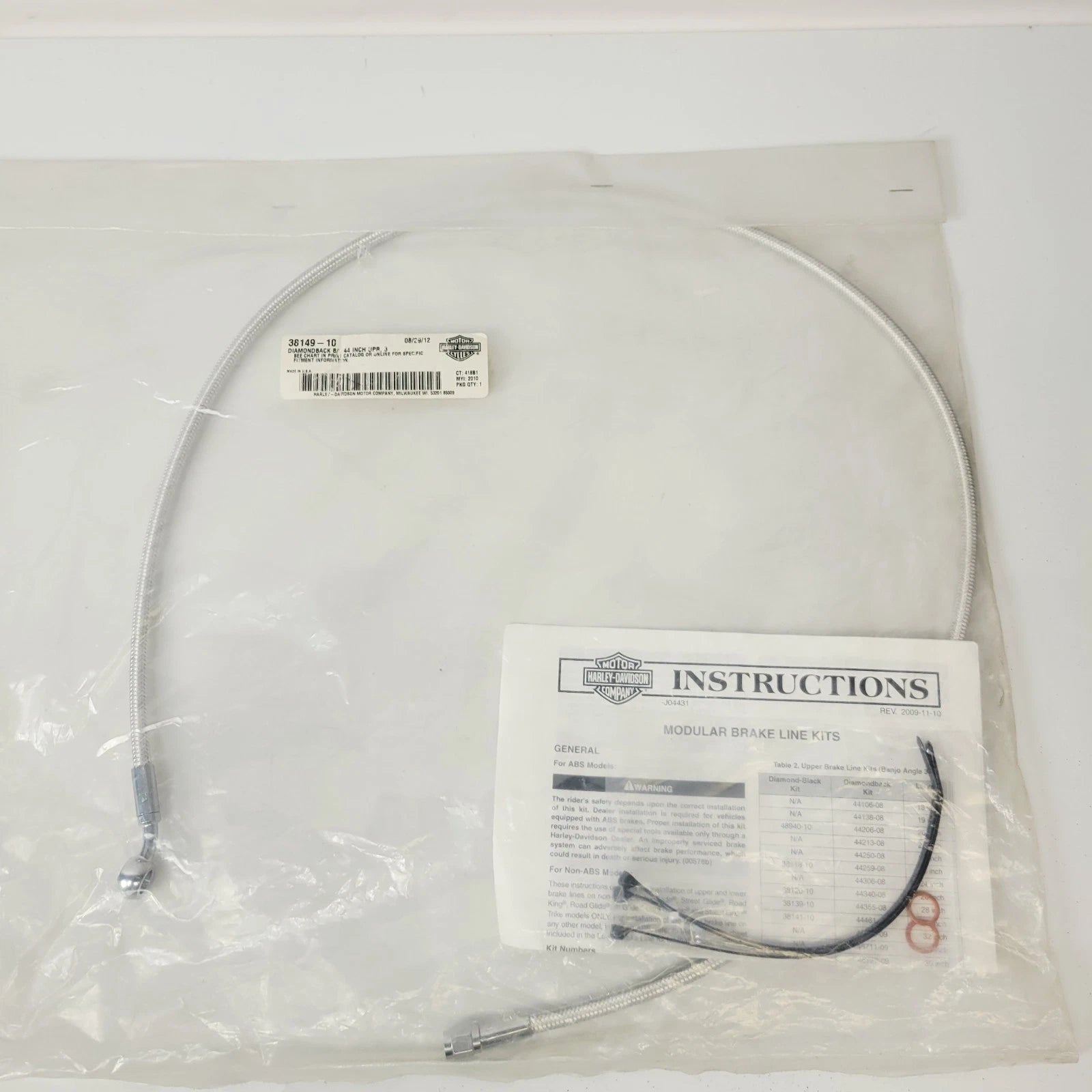 Upper Brake Line for Harley-Davidson Touring (2009–2014) 38149-10 44"