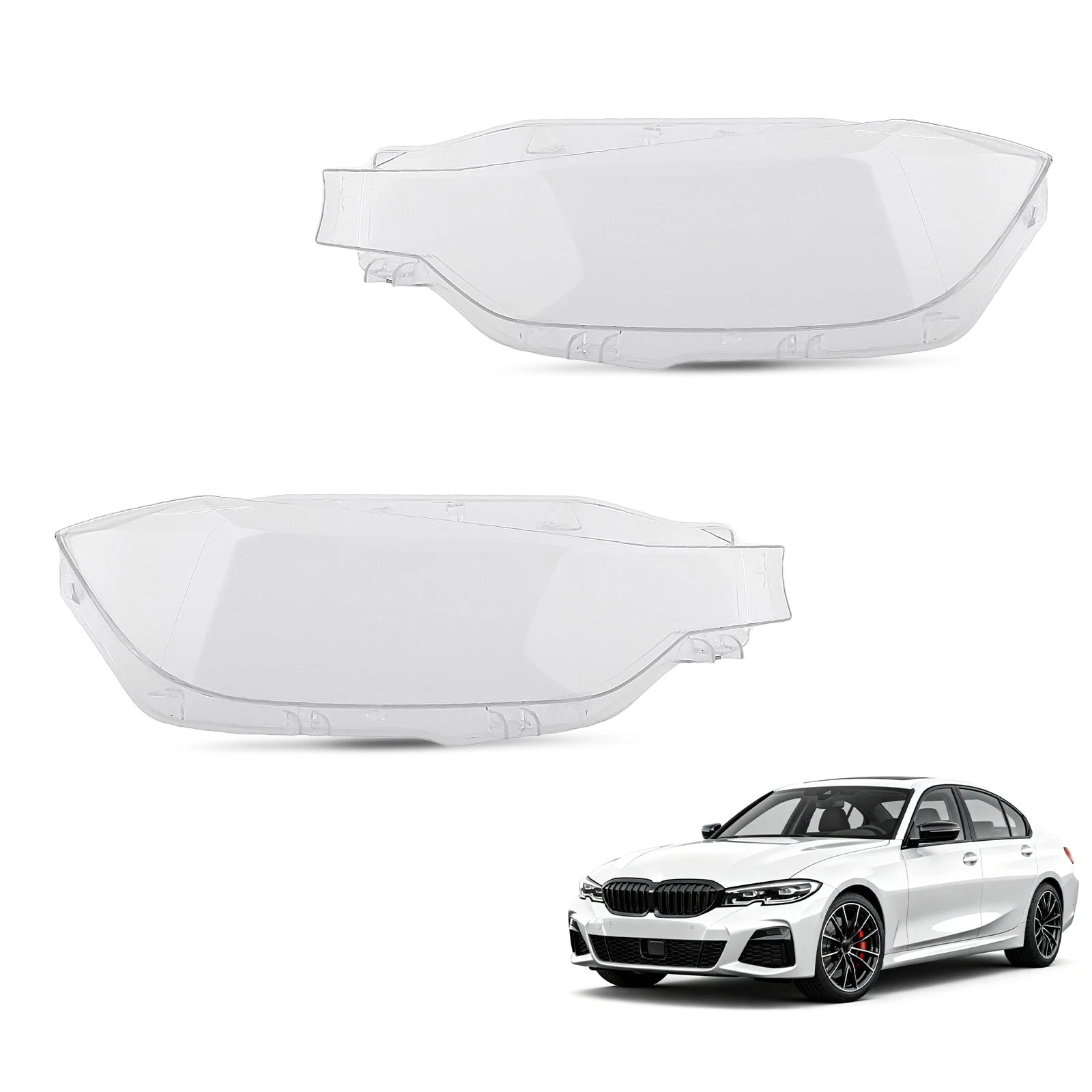 2X Headlight Lens Cover for BMW 3 Series F30 F31 (2016–2018)