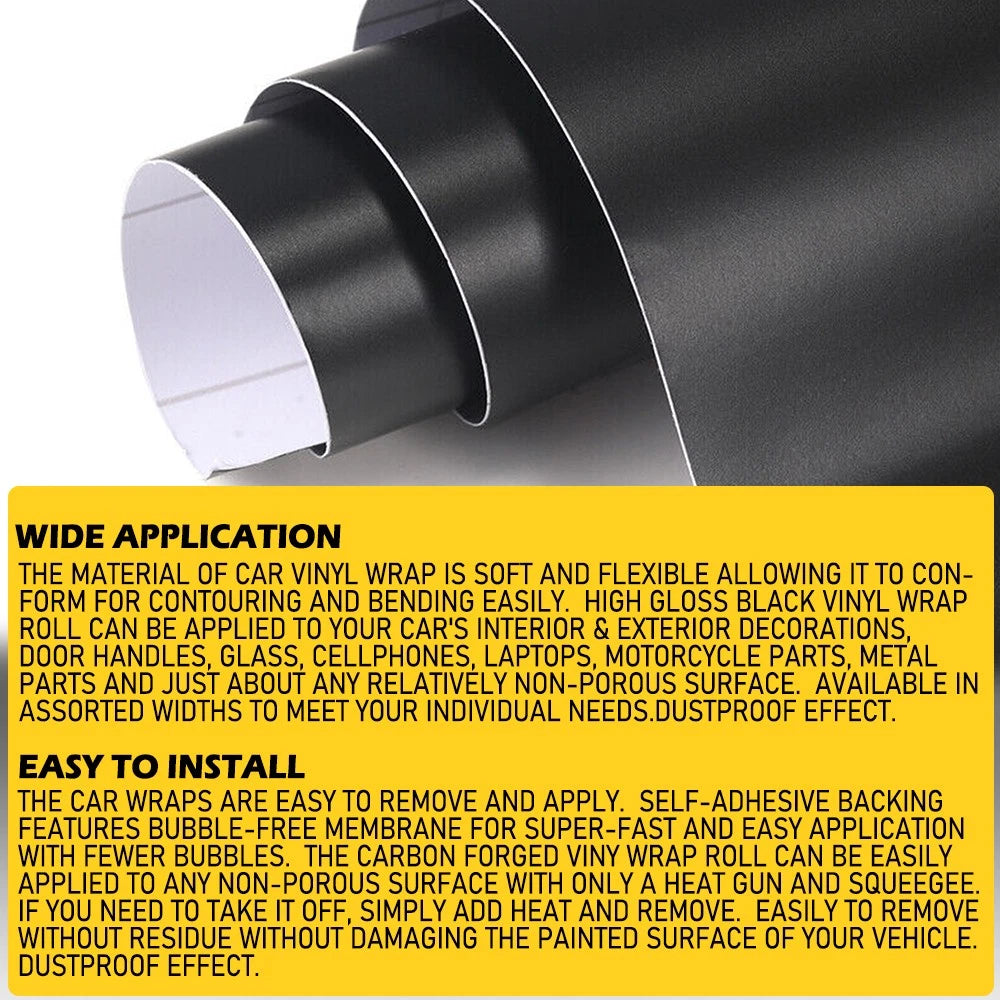 Matte Black Vinyl Wrap for Car (150cm x 30cm)