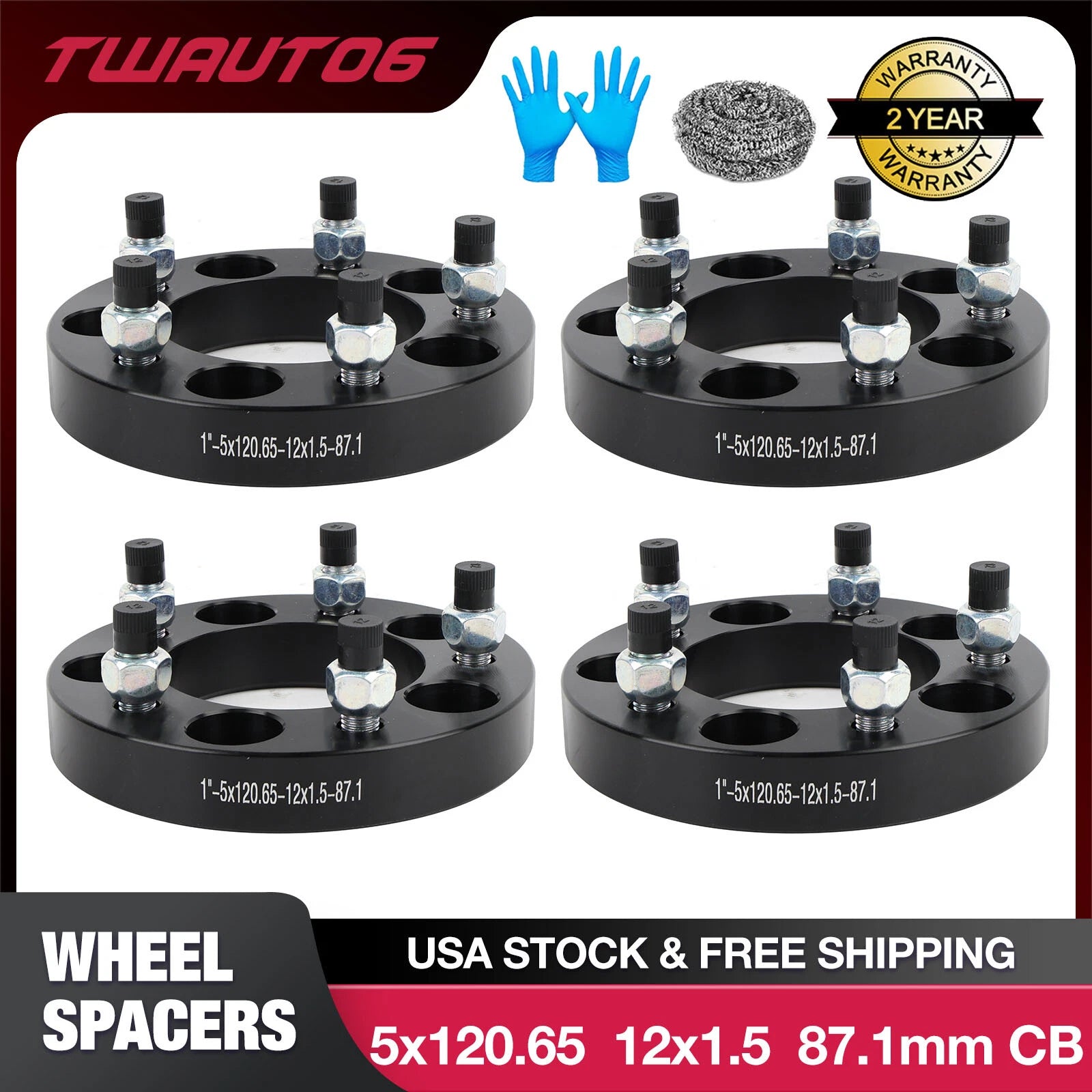 Wheel Spacers for Chevy S10 Camaro Corvette GMC S15 (4PCS) (5x4.75, M12x1.5)