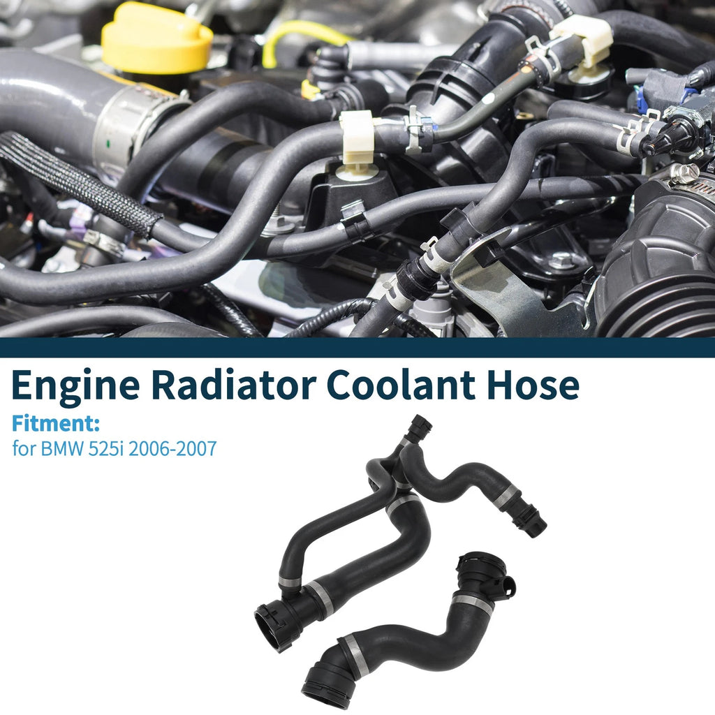 Set of 2 Water Pipes Engine Radiator Coolant Hose for BMW 525i (2006–2007)