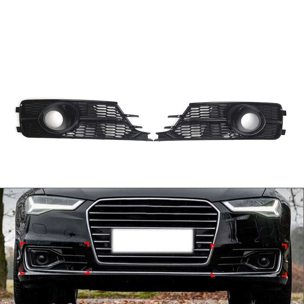 Set of 2 Front Fog Light Grille Covers with ACC Hole for Audi A6 C7 (2016–2018)