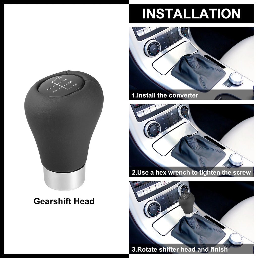 5 Speed Gear Shift Knob for BMW 1 3 5 6 Series (2000–2023) Black Silver Tone