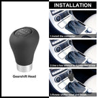 5 Speed Gear Shift Knob for BMW 1 3 5 6 Series (2000–2023) Black Silver Tone