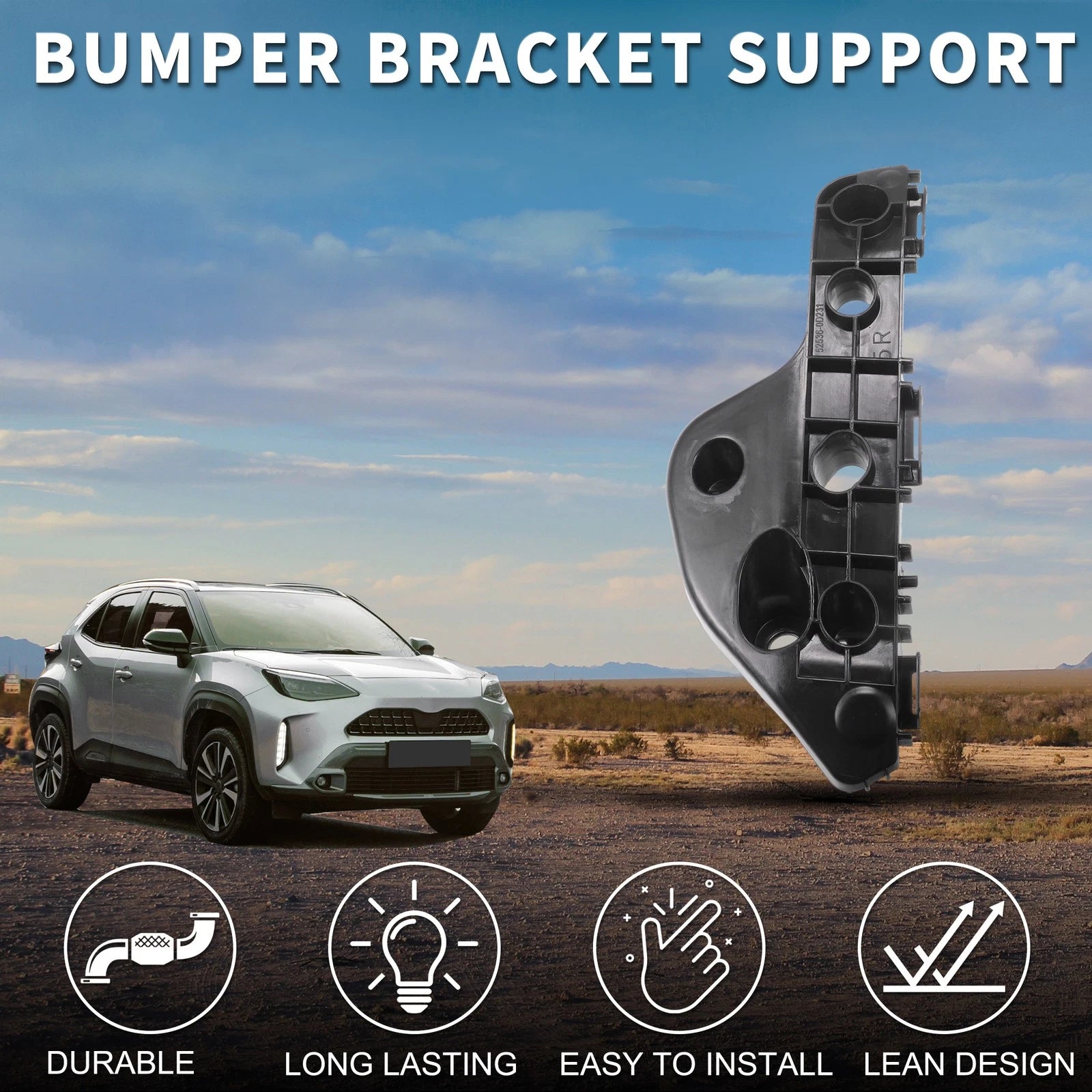 1pc Right Front Bumper Retainer Bracket No. 525350D230 for Toyota Yaris (2016–2020)