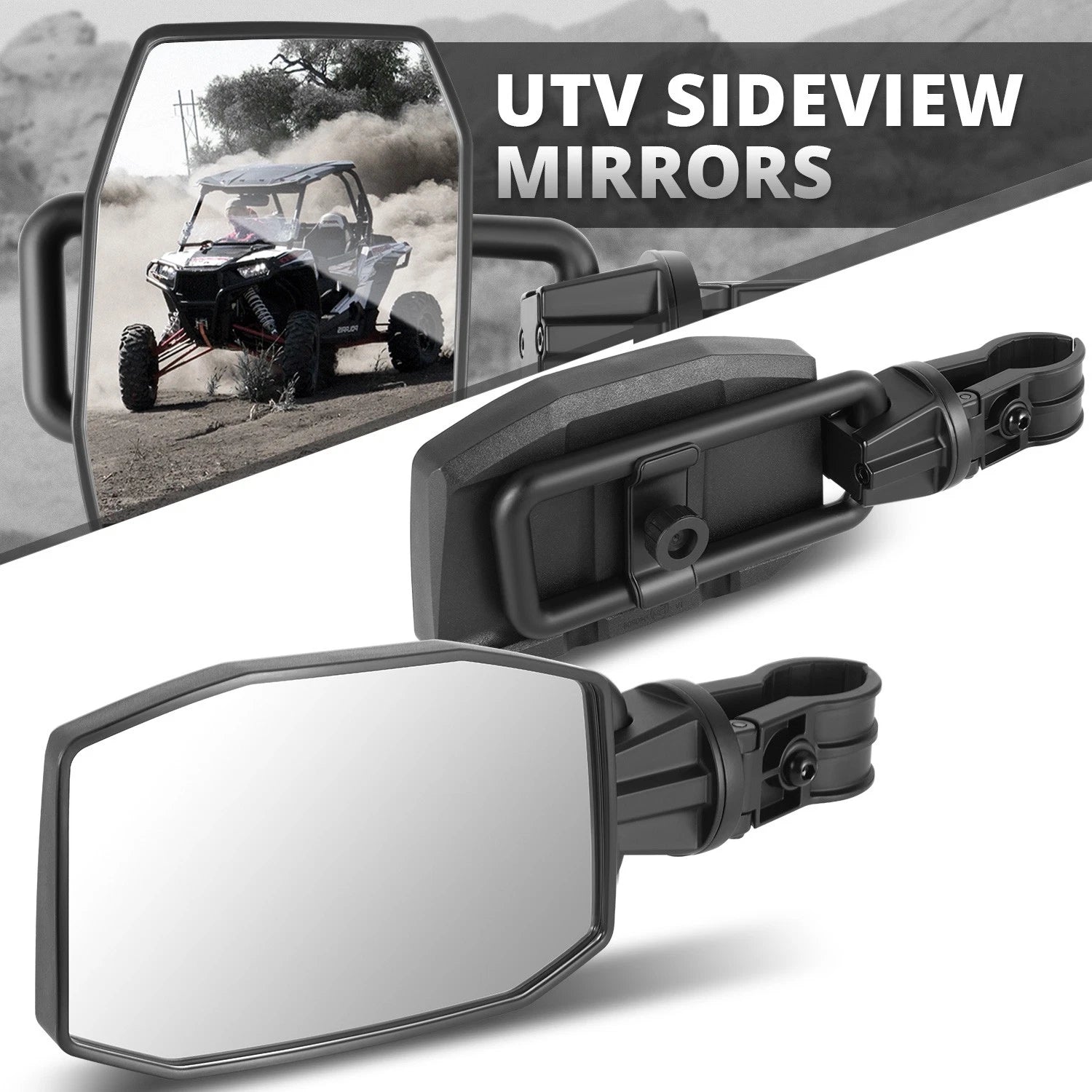 Universal UTV Side Foldable View Mirrors for Roll Cage Bar Mount