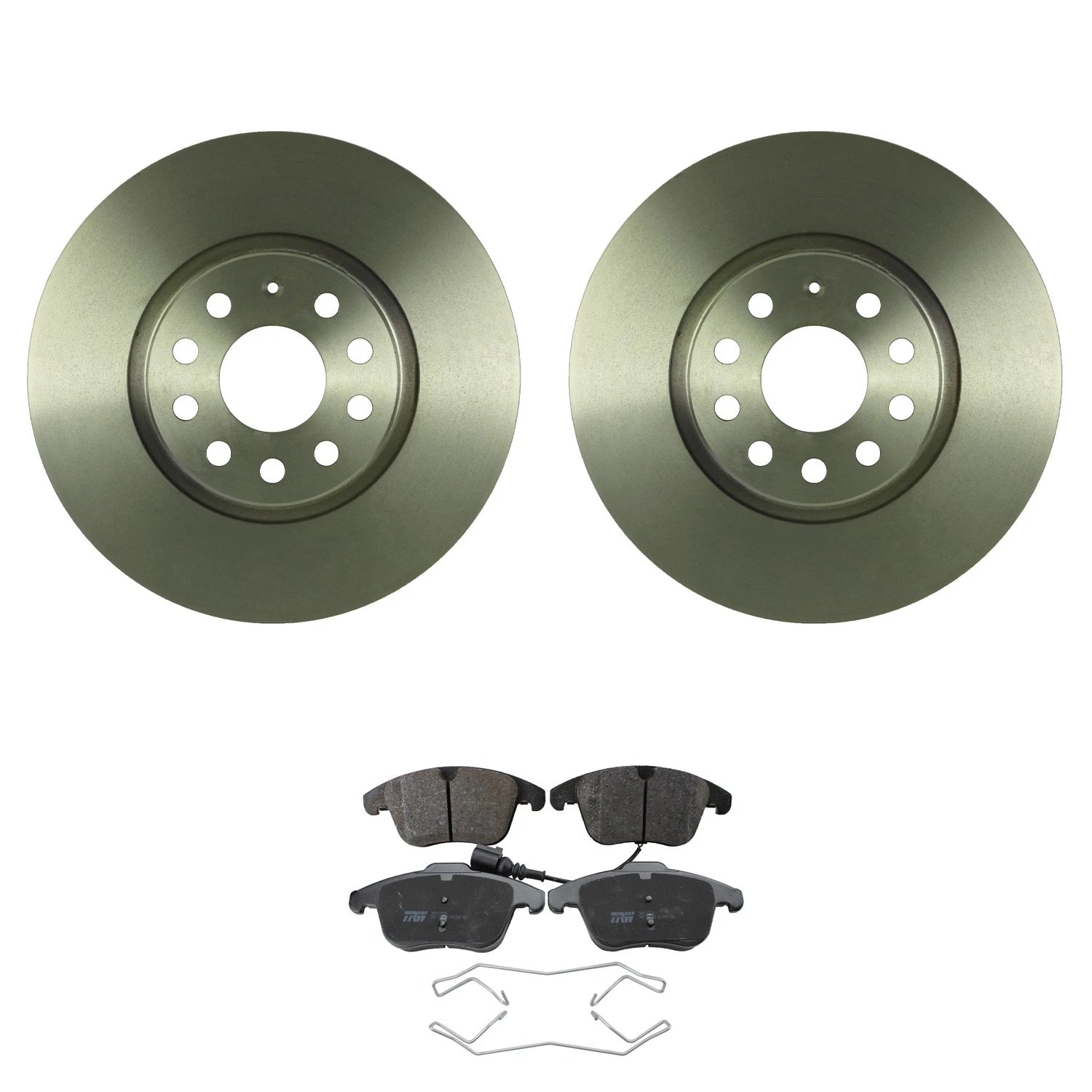 Set of 4 Bosch QuietCast Front Rotors & TRW Pro Low-Met Pads for Q3 Passat (2015–2021)