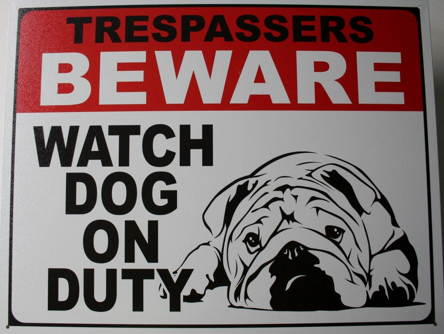 Caution Trespassers Beware Dog on Duty Tin Metal Sign 2216